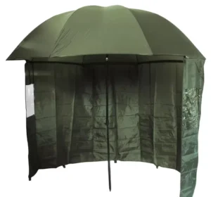 45-inch Green Polyester Fishing Umbrella with Side Sheet, Manual Tilt, for Adults, Camping and Outdoor Shelter