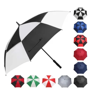 47 54 62 68 Inch UV Protection Auto Open Vented Double 2 Tier Golf Umbrella Windproof Customizable with Logo