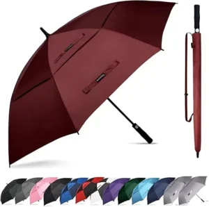 47/54-Inch Ventilated Double Canopy Windproof Stick Umbrellas for Rain Automatic Open Golf Umbrella