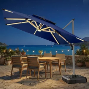 4X3M Waterproof Aluminum Foldable Lightweight Patio Umbrella Base Stand Rotate Roma Design Outdoor Furniture for Hospital