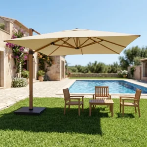4m x 4m Aluminum Offset Commercial Outdoor Garden Parasol Cantilever Umbrella for Dining