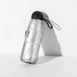 5-Fold Lightweight Manual Control Titanium Silver Anti-UV Umbrella with 6K Ribs and Polyester Material