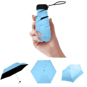 5-Fold Solid Color Sun and Rain Women’s Mini Pocket Umbrella, Lightweight Parasol
