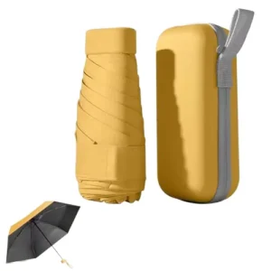 5 Folding Mini Capsule Sun Umbrella UPF 50+ with PU Case for Adult Women Travel Pocket Rain Sun Daily Use