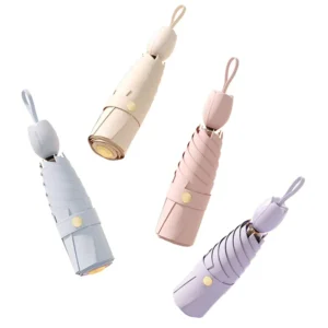 5 Folding Umbrella With UV Protection 6 Bone Solid Color Portable Umbrella With Tulip Handle