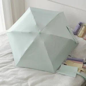 5-fold Compact Portable Capsule-style Sun Umbrella with Fiberglass Ribs and Black Rubber Coating