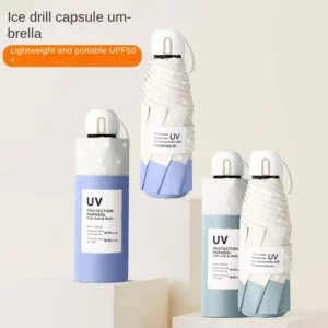 50% Gradient Ice Crystal Folding Umbrella 8 Ribs UV Protection Sun Rain Umbrella