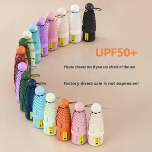50% Women’s Manual Foldable Mini Sun Umbrella with UV Protection Capsule Design Business Gifts Custom Advertising