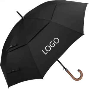 52/62 Inch Wooden J-Handle Golf Umbrella Windproof UV Protection Classic Stick Wedding Cane Auto-Open Hook