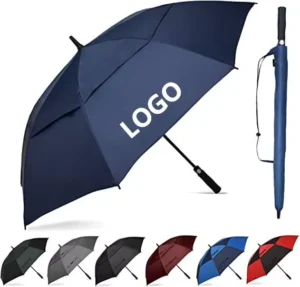54/62/68 Inch Semi-Automatic Open Golf Umbrella Extra Large Oversize Double Canopy Vented Windproof Waterproof Stick Umbrellas