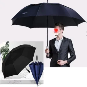 54 Inch Automatic Open Golf Umbrella Oversize Double Canopy Vented Windproof Waterproof Stick Umbrella