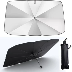 55×31 Titanium Silver Foldable Car Windshield Sun Shade Umbrella