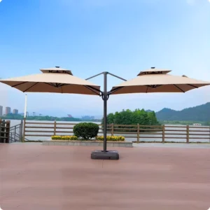5M 6M Large Aluminum Sunshade Outdoor Parasol with Double Heads and Cantilever Design for Hotel Restaurant Patio