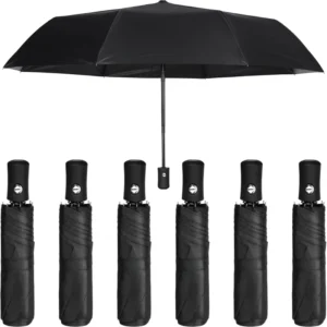 6-Piece Travel Compact Folding Umbrella Automatic Open Close Windproof Small Lightweight Backpack Purse Collapsible Rain Umbrellas