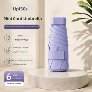 6-inch Compact Portable Mini Manual Sun Umbrella Foldable Sunshade Pocket Umbrella All-weather Rain-and-shine UV protection