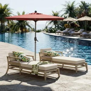 6.5 x 10 FT Rectangular Lightweight Waterproof Foldable Outdoor Patio Umbrella