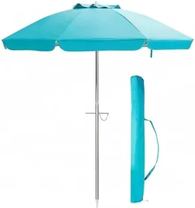 6.5FT Beach Umbrella UV 50+ Outdoor Portable Sunshade Umbrella With Push Button Tilt Sand Anchor and Carry Bag for Patio Garden