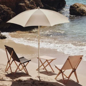6.5FT Vintage Commercial Portable Heavy Duty UV Protection Patio Parasol Outdoor Beach Umbrella for Sand Travel