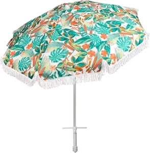 6.5ft Beach Umbrella for Sand UPF50+ UV Protection for Outdoor Beach Camping Sports Gardens Balcony and Patio