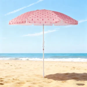 6.5ft Yellow-White Combined Waterproof Aluminum Beach Umbrella Anti-UV Tilt for Hotel