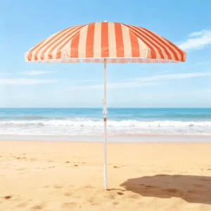 6.5ft Yellow White Combined Waterproof Polyester Aluminum UV-Protection Beach Umbrella with Tilt System