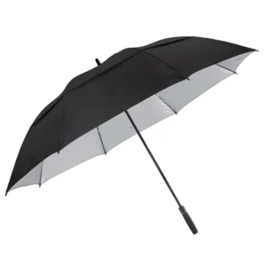 60-Inch Arc Double-Layer Vented Stormproof Golf Umbrella with Silver Coating and UV Protection