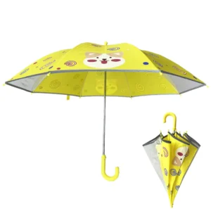 6012 Safety Umbrella for Kids with Reflective Binding, Customized Design Print, POE and Pongee Panels