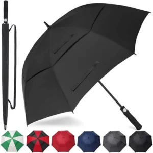 62/68-Inch Large Double-Layer Fiberglass Automatic Golf Umbrella
