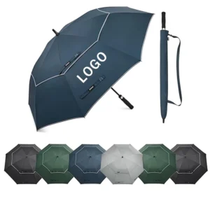 62 Inch Automatic Double Canopy Vented Windproof Waterproof Golf Umbrella with 85 MPH Wind Resistance