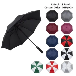 62 Inch Golf Umbrella Custom Color Logo Printed Windproof Fiberglass OEM Factory