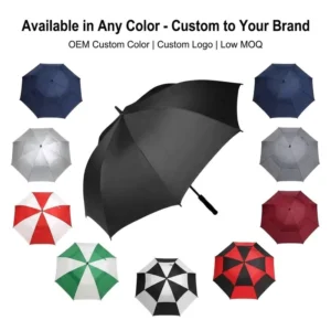 62 Inch Single Canopy Golf Umbrella Windproof Custom Color Logo OEM ODM 8 Panel Fiberglass Frame Soft EVA Handle