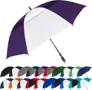 62-Inch Vented Windproof Double Canopy Large Golf Umbrella for Rain and Wind