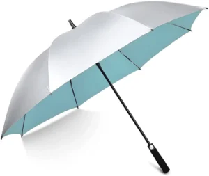 62 Inch Windproof UV Protection Golf Umbrella Extra Large Silver Coated Automatic Open Silver Coated Stick Umbrella
