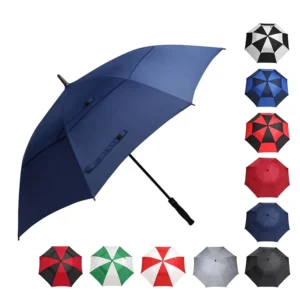 68 62 58 Inch Large Oversize Double Canopy Vented Windproof Waterproof Automatic Open Stick Golf Umbrella Men and Women