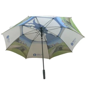 68 Inch Double Canopy Automatic Golf Umbrella, Windproof, Printed Logo
