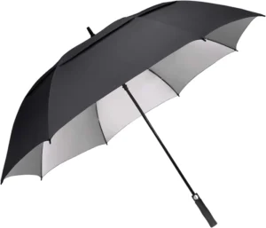 68 Inch Oversize Golf Umbrella Sliver Coated Windproof Double Canopy Double Layer