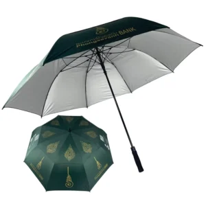 68-Inch Silver-Coated Double-Layer Vented Golf Umbrella with UV Protection and Windproof Features