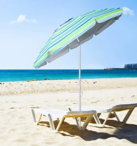6Ft 160G Polyester Large Beach Umbrella with Bag