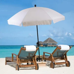 6Ft Aluminum Pole Wooden Custom Logo Beach Umbrella