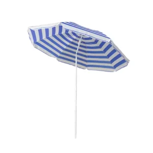 6ft Classic Portable Seaside Stripe Metal Beach Garden Umbrella with Tilt