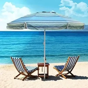6ft Heavy Duty Wind-Resistant UV 50+ Portable Beach Umbrella with Sand Anchor and Carry Bag