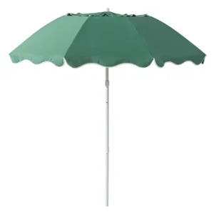 7.2FT Patio Beach Umbrella Adjustable Height Tilt Design UPF 50+ Sun Protection Silver Coating Wind-Resistant Fiberglass Ribs