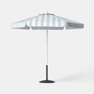 7.5 FT Balinese Round Valance Tan Stripe Heavy Duty Garden Shade Center Pole Market Parasol Outdoor Patio Umbrella for Pool