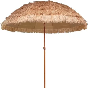 7.5ft Hula Thatched Tiki Umbrella 10 Ribs UPF 50+ Steel Pole Nylon Manual Tilt Carry Bag Outdoor Tiki Bar Beach Pool