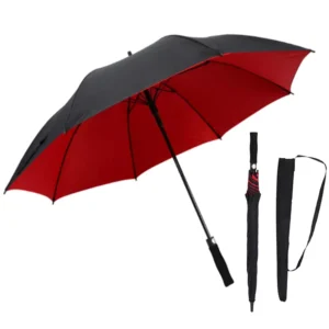 7060 Double Layer Golf Umbrella for Adults Straight Fiberglass Ribs Windproof EVA Custom Logo Auto Open