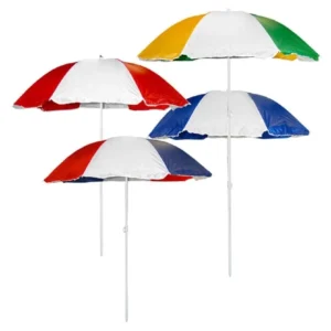 72″ Manual Open Two-Color Stripe Folding Beach Outdoor Camping Umbrella