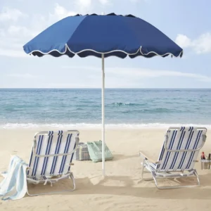 7FT Portable UPF 50 Aluminum Beach Umbrella Adjustable Height Tilt Wind-Resistant 2-Fold Design Waterproof Carry Bag