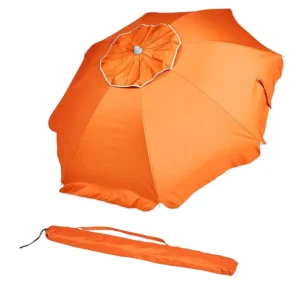7Ft 200G Polyester Eco-Friendly Square Fiberglass Beach Umbrella, Custom-Printed Logo