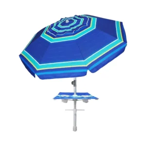 7ft Heavy-Duty Portable Outdoor Waterproof Beach Umbrella with UPF 50+, Sand Anchor, Table Tray and Tilt