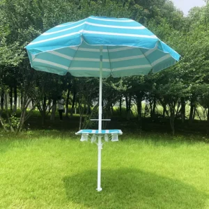 7ft Portable Stripe Polyester Beach Umbrella